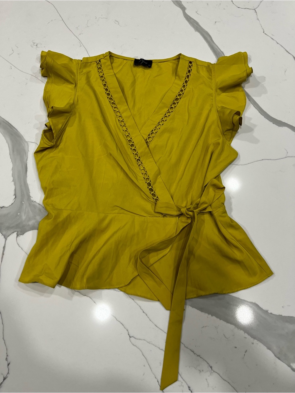Forever 21 Mustard Yellow Wrap Blouse with Tie